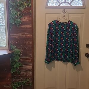 Ladies Size 10 Multi-colored Adrianna Papell Silk Blouse